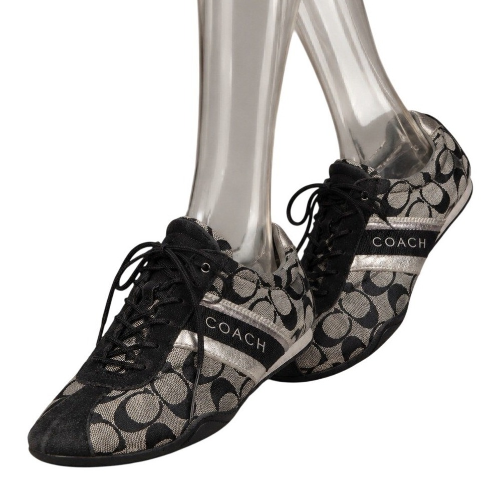Coach Signature C‎ Jacquard Sneakers Black Suede Y2K VTG SKUW712